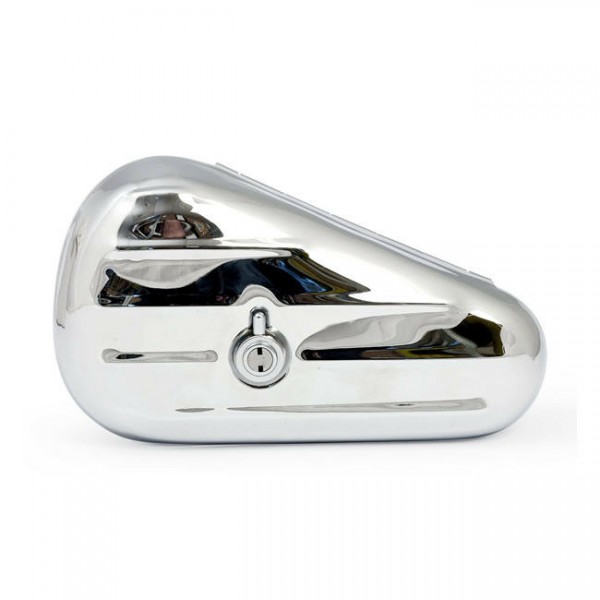 Werkzeugbox, Toolbox Teardrop Chrom links abschließbar, für Harley - Davidson