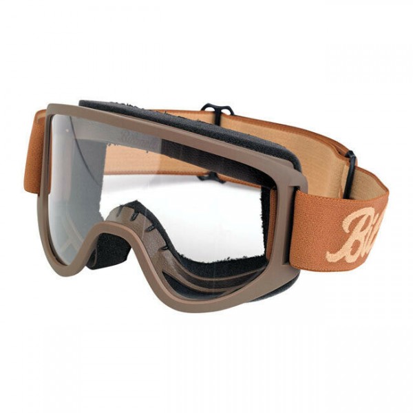 Biltwell Moto Goggle 2.0, Motorradbrille, Chocolate für Jethelme / Antibeschlag!