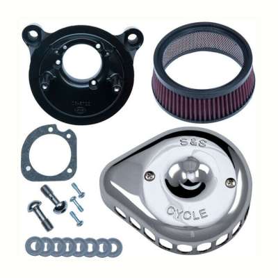 Luftfiltereinlass Mit Kegelspitze Für Harley Sportster XL (1991-2006) – Chrom Mit Rotem Filter