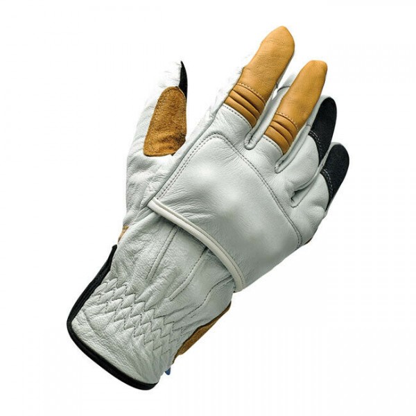 Biltwell Belden Motorrad Handschuhe, Leder, grau, Größe S CE geprüft!