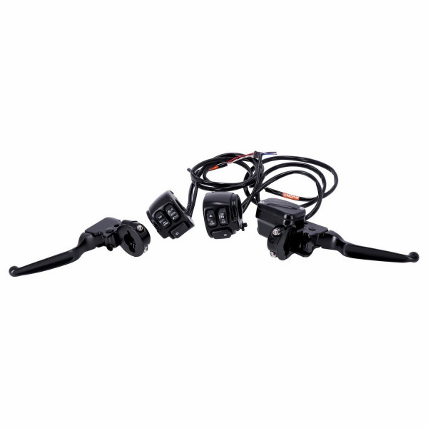 Lenkerarmaturen m. Schaltern Schwarz f. Harley-Davidson 11-25 Einscheibenbremse
