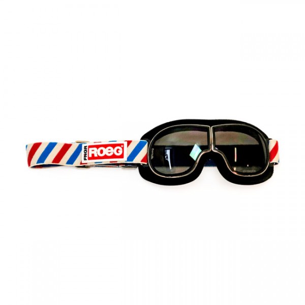 Roeg Jettson Goggle, Motorradbrille, getöntes Glas, Weiß gestreift