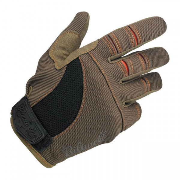 Biltwell Moto Gloves, Motorrad Handschuhe, Braun / Orange Größe L
