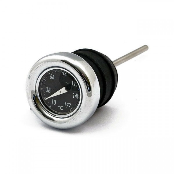 Ölmessstab Thermometer Chrom schwarz f. Harley Davidson Softail 84-99 & XL 82-03