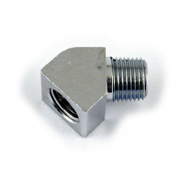 Öldruckmesser Fitting 45°, 1/8-1/8, Chrom, für Harley-Davidson Big Twin 38-99