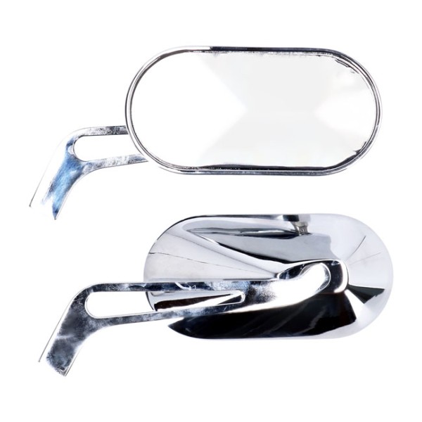 Spiegel Oval Billet Aluminium Chrom 1 Paar für Harley-Davidson