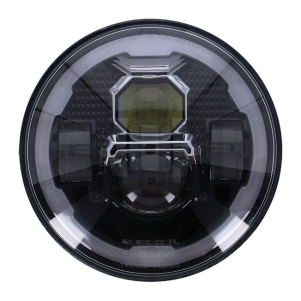 7" LED Scheinwerfereinsatz Schwarz für Harley Davidson mit E-Zeichen