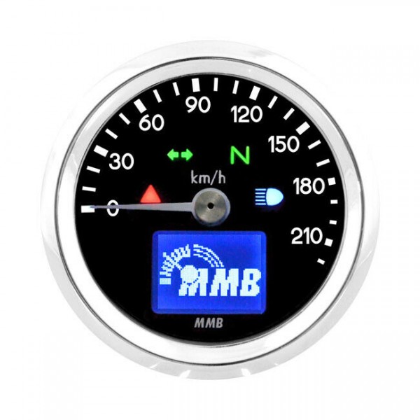 MMB Mini elektronischer Tacho Basic Chrom-Schwarz, für Harley-Davidson