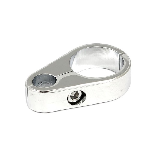 Kabelklemme Lenkerklemme 1 1/4" Chrom 1 Bohrung 10mm f. Harley-Davidson