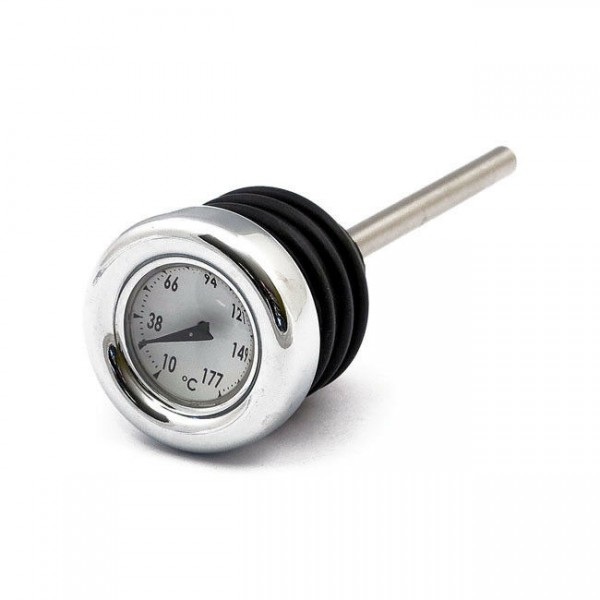 Ölmessstab mit Thermometer Chrom, weiß, für Harley Davidson Softail 00-heute
