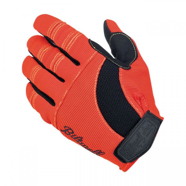 Biltwell Moto Gloves, Motorrad Handschuhe, Orange-Schwarz-Gelb Größe M
