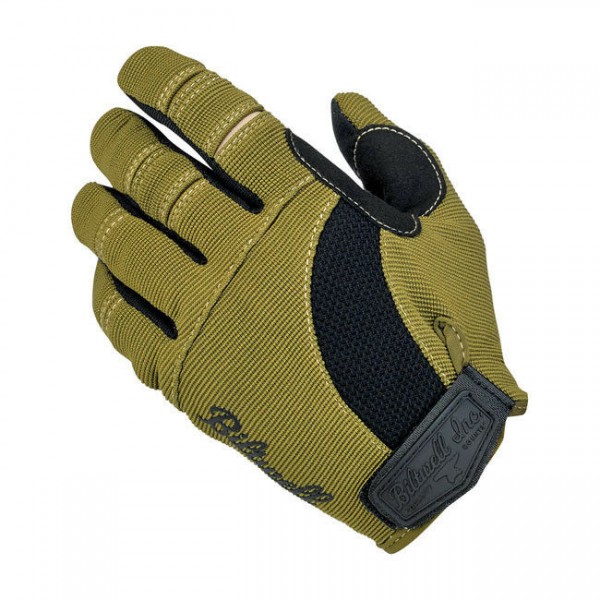 Biltwell Moto Gloves, Motorrad Handschuhe, Olive-Schwarz-Beige Größe L