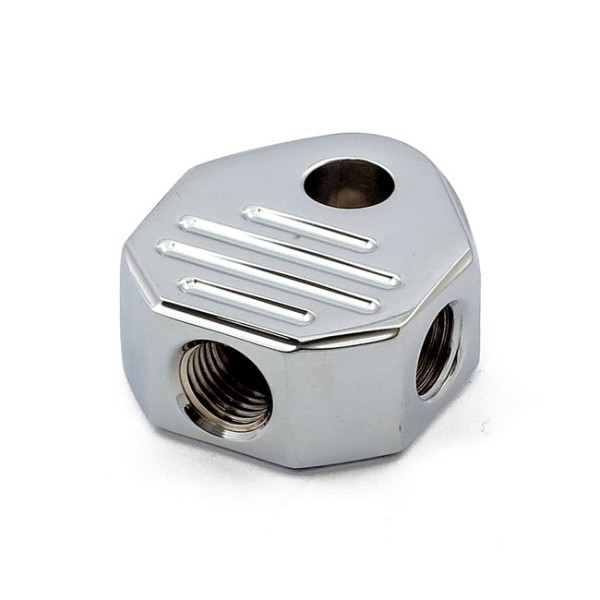 Bremsleitungsverteiler Chrom für Bremsleitung 3/8-24 f. Harley-Davidson
