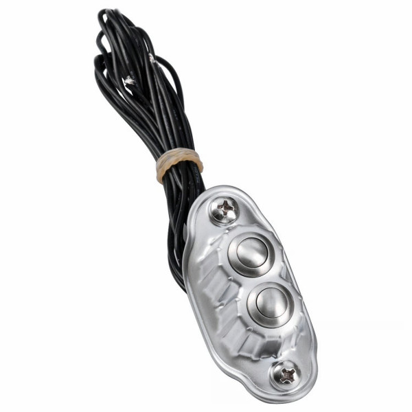 Kustom Tech Deluxe Dual-Taster Chrom satin Lenkerschalter für Harley-Davidson