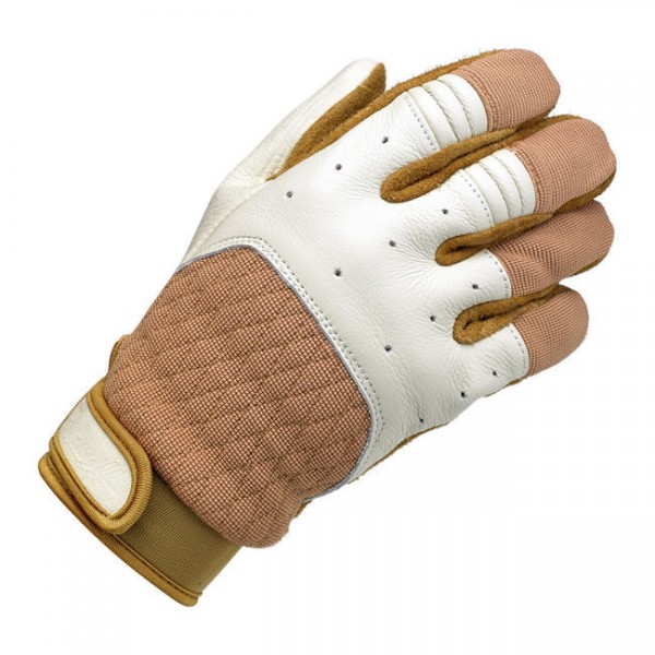 Biltwell Bantam Motorrad Handschuhe, Leder Synthetik Mix, beige weiß Größe M