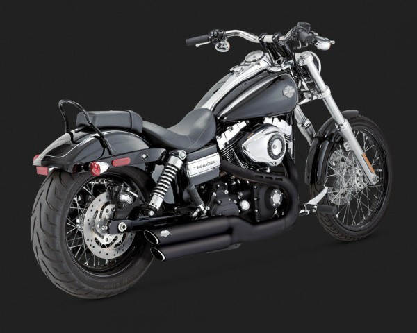 Vance & Hines Twin Slash Slip-Ons black f. Harley - Davidson Fatbob / Wide Glide