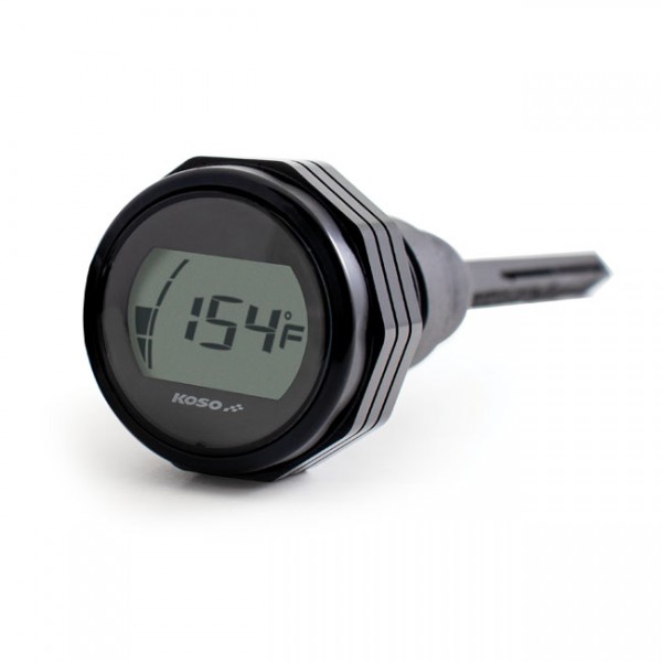 Koso Ölmessstab mit Thermometer Schwarz für Harley-Davidson