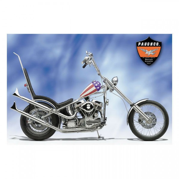 Paughco Schalldämpfer Fishtail 28" mit Halteschiene Chrom, für Harley - Davidson