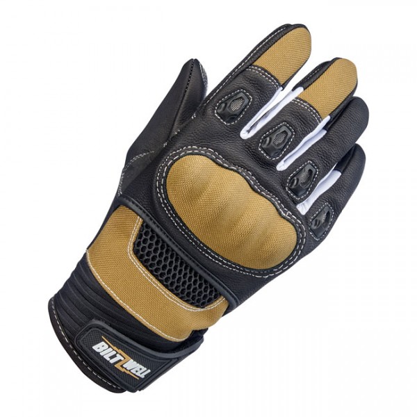 Biltwell Bridgeport Motorrad Handschuhe Beige Schwarz Größe XS CE geprüft