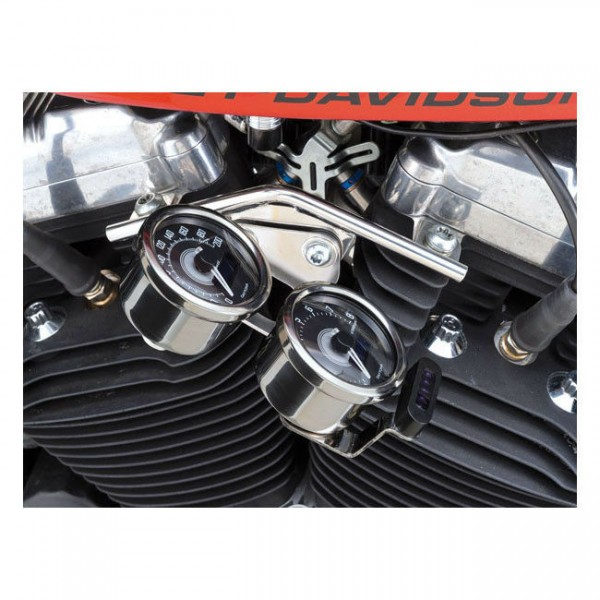 Velona Tachohalter 2x 60mm Instrumente, Edelstahl, f. Harley-Davidson Sportster