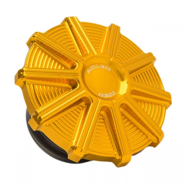 Arlen Ness Tankdeckel 10-Gauge, belüftet, Gold, f. Harley-Davidson 97-24