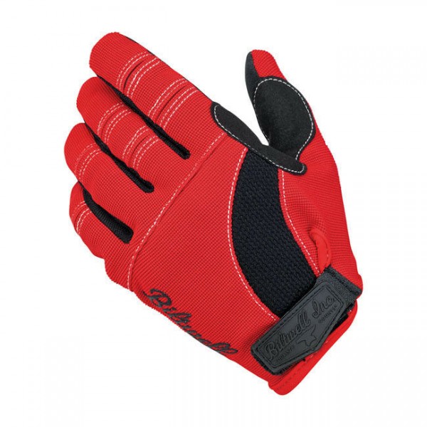Biltwell Moto Gloves, Motorrad Handschuhe, Rot-Schwarz-Weiß Größe L
