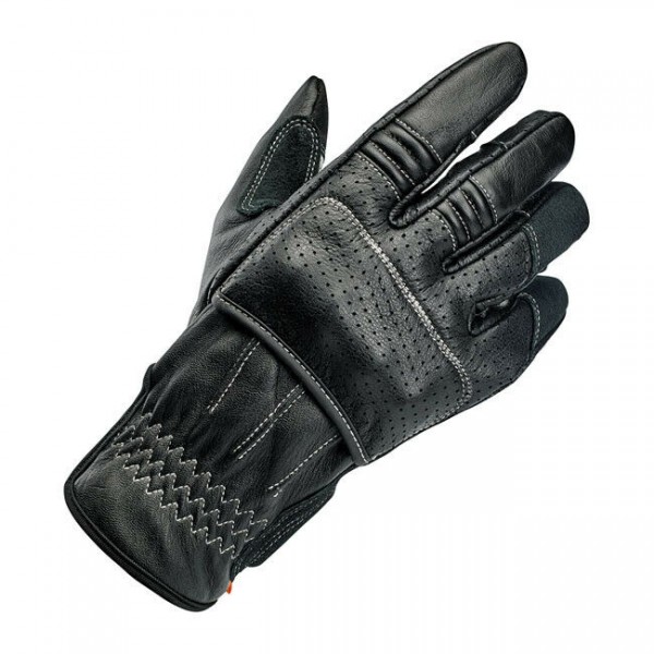Biltwell Borrego Motorrad Handschuhe, Leder, schwarz-grau, Größe M CE geprüft