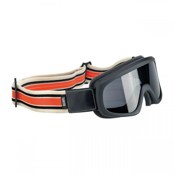 Biltwell Overland Goggle, Motorradbrille, weiß-orange für Jethelm, Antibeschlag