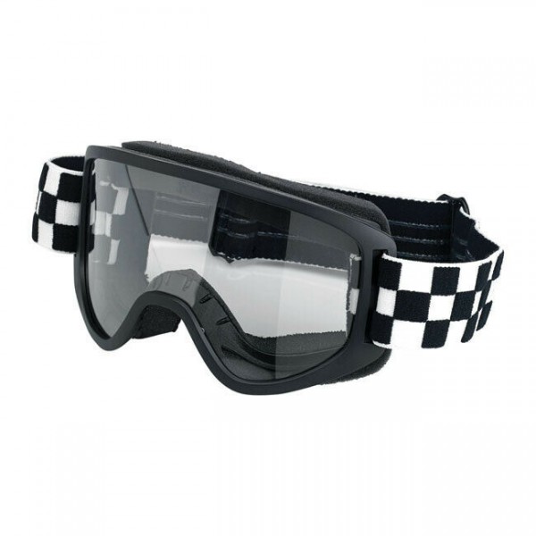 Biltwell Moto Goggle 2.0, Motorradbrille, Checkers, für Jethelme / Antibeschlag!